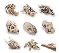 Bbiamsleep 8 Pcs Realistic Animal Skull Figurine Resin Mini Dinosaur Alien Monster Skull Decor Ornament for DIY Projects Halloween Christmas Decoration