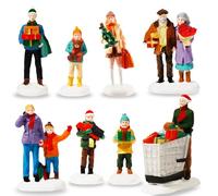 Bbiamsleep Christmas Village People Figurines Miniature Christmas Town Village Family Shopping Sets Mini Shopper People Figurines for Xmas Winter Decorations Accessories, Set of 8