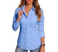 BBIBBI Blouses for Women Long Sleeve Button Down Dressy Casual Work Shirts | Wrinkle-free cotton-blend stretch fabric. Regular/Petite/Tall fits, XS-6XL. Ideal at office, weekends, vacations and travel.