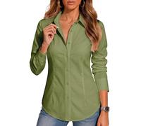 BBIBBI Blouses for Women Long Sleeve Button Down Dressy Casual Work Shirts | Wrinkle-free cotton-blend stretch fabric. Regular/Petite/Tall fits, XS-6XL. Ideal at office, weekends, vacations and travel.