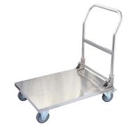 BBioss 304 Stainless Steel Folding Platform Cart with Wheels, Heavy-Duty Flat Bed Trolley, Easy to Clean, High Load Capacity, Ideal for Warehouses, Factories & Supermarkets (Medium)