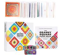 BbiuRer Granny Square Crochet Cards, 50 Cards with Crochet Letters and Photo, Includes Instruction Book and Colour Box, Ideal for Creative Crochet Projects and Gifts