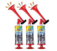 BbiuRer Pack of 3 Air Horn, Signal Horn with Pump, Compressed Air Fanfare, Handheld Pneumatic Horn for Football Fans, Birthday Parties and Ship Safety Signals