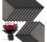 BBJ WRAPS Black Flower Wrapping Paper Waterproof Floral Bouquet Wraps, Korean Paper wrap Florist Supplies 20 Counts (Black)