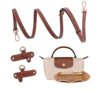 BBKON 2Sets Shoulder Strap for Longchamp Bag Women, Purse Organizer, No-Punch Length Adjustable Leather Replacement Strap, 0.9cm Beige, 1.2CM