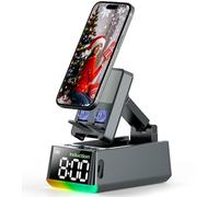 BBL Gifts for Men Women, Phone Stand with Bluetooth Speaker, Built-In Wireless Induction Speaker, Birthday Gift for Men, Foldable Phone Holder with Bluetooth Speaker&Clock, Tech Gadgets for Man Mom