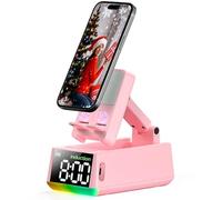 BBL Gifts for Men Women, Phone Stand with Bluetooth Speaker, Built-In Wireless Induction Speaker, Birthday Gift for Men, Foldable Phone Holder with Bluetooth Speaker&Clock, Tech Gadgets for Man Mom