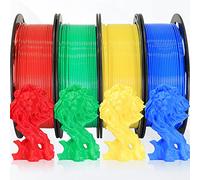 BBLIFE 1.75mm 3D Printer PLA Filament 4 in 1 Bundle: Red, Blue, Yellow, Green, 4 Bright Colors Packed, 250g/Spool, 4 Spools Packed, Widely Fit for 3D Printer/3D Pen; Total 1Kg 3D Printing Material
