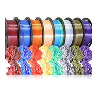 BBLIFE 8 Spools Dual Color Silk PLA 3D Printer Filament Bundle, Silk White/Black, Red/Black, Gold/Black, Purple/Black, Purple/Blue, Red/Gold, Green/Blue, Yellow/Pink, 1.75mm Bicolor Silk PLA 250gX8