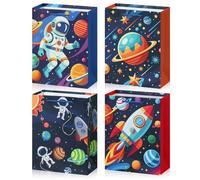 BBLIKE 4 pcs Luxury Gift Bags - Cute Space Astronaut Birthday Gift Bag for Baby Boy Kids, Large Celebration Bag with with Handles for Christmas,Birthday,Baby Shower,Party,Any Occation Multi-Colour