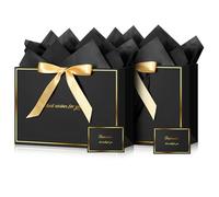 BBLIKE Birthday Gift Bags for Present - 2 Pcs Large Happy Birthday Bags with 2 Ribbon and 2 Cards 4 Tissue Paper, Paper Party Bags with Handles for Men and Women Anniversary