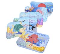 BBLIKE Children's Puzzle Sea Animal Puzzle, 5 Sets of 39 Wooden Jigsaw Puzzles Each, Marine Style, Ages 3-5