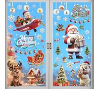 BBLIKE Christmas Window Stickers - 9 Sheets Reusable Static Clings Christmas Window Clings Decorations for Home Office Party - Festive Xmas Window Decals for Holiday Season Decor