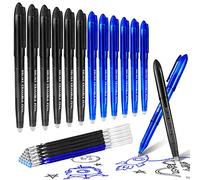 BBLIKE Erasable Pens - 12 Pcs Rub Out Pens and 20 Refills, 0.7mm Rubber Rollerball Pen, Pen with Eraser on the End, Handwriting Writing Pens for Adults Kids School Office Stationary (Blue and Black)