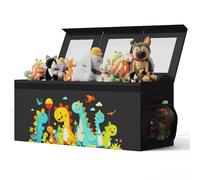 BBLIKE Extra Large Toy Storage Box - Foldable Toy Chest for Kids, Toy Organizer with Visible Lids, Side Mesh Pockets & Handle, 135L Toy Boxes for Boys, Girls, Clothes, Nursery, Living Room (Black)