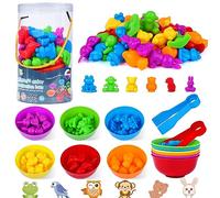 BBLIKE Montessori Education Set: Kids Animal Sorting Toy with Bowl, Tweezers & Color Sorting Math Toys for 2-6 Year Olds