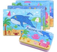 BBLIKE Puzzles Jigsaws for 2 3 4 Year Old - Pack of 4 Puzzles Toy in a Box for Age 2-5, Travel Games for on Plane Educational Learning Birthday Gift Present for Children Boys Girls (Sea Creatures)