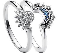 BBLING Pair of Celestial Sun and Moon Ring Set, Friendship Promise Matching Rings, Anniversary Birthday Gifts for Women, 5, gilt, No Gemstone