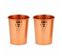 BBliss Pure Copper Cups Pack of 2 - 280ml Hand Hammered Ayurvedic Drinking Glasses | BPA-Free Reusable Copper Water Tumblers for Home, Office, Yoga & Dining