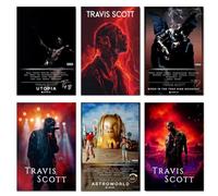 BBLKDZTX Travis Scott Poster (Set of 6) Album Cover Posters Music Canvas Posters For Bedroom Aesthetic Wall Art Posters & Prints 08x12inch(20x30cm) Style-1