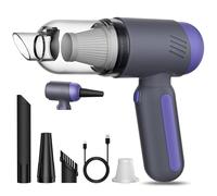 Bblldi Handheld Car Vacuum Cleaner, 2-in-1 Cordless Car Hoover and Air Blower with 15000 Pa Strong Suction, USB-C Rechargeable Lightweight Portable Mini Hand Held for Vehicle/Home/Pet Hair, Purple