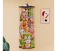 BBLlKE Stuffed Animal Storage Zoo - Corner Plush Toy Organizer Length Adjustable, Wall Hanging Stuffed Animal Net Holder for Nursery Playroom Bedroom Kids Room, Decor Shelf, Black