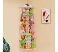 BBLlKE Stuffed Animal Storage Zoo - Corner Plush Toy Organizer Length Adjustable, Wall Hanging Stuffed Animal Net Holder for Nursery Playroom Bedroom Kids Room, Decor Shelf, White