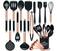 BBN Silicone Kitchen Utensils Set, 17 Pcs Non-Stick Silicone Utensils for Cooking, Heat Resistant, Rose Gold Kitchen Accessories