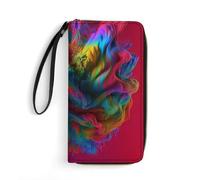 BBNMSJKS Beach Sunrise White Wave Print PU Leather Wristlet Wallet Slim Card Holder Organizer with Zipper Coin Pocket & Cash Slots for Women Men, Colorful Thing, 19.7x10.5cm