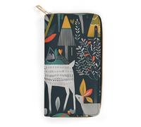 BBNMSJKS Black Music Notes Print Long Wallet for Women Men PU Leather Card Holder Organizer with Zipper Coin Pocket & Cash Slots, Scandinavian Animals, 19.7x10.5cm, Modern