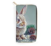 BBNMSJKS Blue Butterfly Print Long Wallet for Women Men PU Leather Card Holder Organizer with Zipper Coin Pocket & Cash Slots, Funny Bunny Rabbit, 19.7x10.5cm, Modern