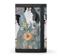 BBNMSJKS Blue Honduras Flag Print Trifold Wallet with ID Window & Key Ring | Slim Front Pocket Wallet with 8 Card Holder, Border Collie Florals, One size, Modern