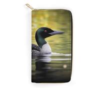 BBNMSJKS Camouflage Pattern Print Long Wallet for Women Men PU Leather Card Holder Organizer with Zipper Coin Pocket & Cash Slots, Loon Nature Bird, 19.7x10.5cm, Modern