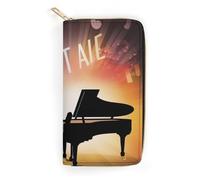 BBNMSJKS Colorful Birch Tree Print Long Wallet for Women Men PU Leather Card Holder Organizer with Zipper Coin Pocket & Cash Slots, Musical Theatre, 19.7x10.5cm, Modern