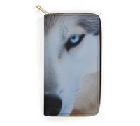 BBNMSJKS Colorful Bird 1 Print Long Wallet for Women Men PU Leather Card Holder Organizer with Zipper Coin Pocket & Cash Slots, Blue Eyes Wolf, 19.7x10.5cm, Modern