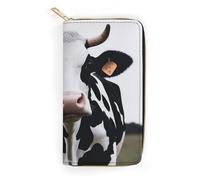 BBNMSJKS Colorful Bird Print Long Wallet for Women Men PU Leather Card Holder Organizer with Zipper Coin Pocket & Cash Slots, Dairy Cow, 19.7x10.5cm, Modern