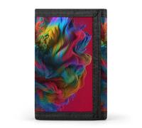 BBNMSJKS Colorful Flowers Print Trifold Wallet with ID Window & Key Ring | Slim Front Pocket Wallet with 8 Card Holder, Colorful Thing, One size, Modern