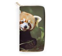 BBNMSJKS Cool Bull Riding Print Long Wallet for Women Men PU Leather Card Holder Organizer with Zipper Coin Pocket & Cash Slots, Little Red Panda, 19.7x10.5cm, Modern