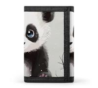 BBNMSJKS Cool Bull Riding Print Trifold Wallet with ID Window & Key Ring | Slim Front Pocket Wallet with 8 Card Holder, Cute Panda 1, One size, Modern