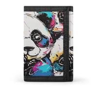 BBNMSJKS Cool Bull Riding Print Trifold Wallet with ID Window & Key Ring | Slim Front Pocket Wallet with 8 Card Holder, Cute Panda, One size, Modern