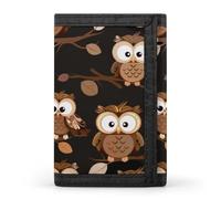 BBNMSJKS Cool Bull Riding Print Trifold Wallet with ID Window & Key Ring | Slim Front Pocket Wallet with 8 Card Holder, Cute Brown Cartoon Owls, One size, Modern