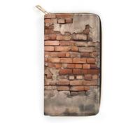 BBNMSJKS Corgi Floral Flowers Print Long Wallet for Women Men PU Leather Card Holder Organizer with Zipper Coin Pocket & Cash Slots, Ancient Worn Brick Wall, 19.7x10.5cm, Modern