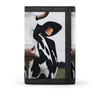 BBNMSJKS Crazy Save Manatee Print Trifold Wallet with ID Window & Key Ring | Slim Front Pocket Wallet with 8 Card Holder, Dairy Cow, One size, Modern