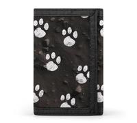 BBNMSJKS Crazy Save Manatee Print Trifold Wallet with ID Window & Key Ring | Slim Front Pocket Wallet with 8 Card Holder, Dog Paw Prints, One size, Modern