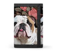 BBNMSJKS Crazy Save Manatee Print Trifold Wallet with ID Window & Key Ring | Slim Front Pocket Wallet with 8 Card Holder, English Bulldogs, One size, Modern