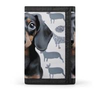 BBNMSJKS Crazy Save Manatee Print Trifold Wallet with ID Window & Key Ring | Slim Front Pocket Wallet with 8 Card Holder, Cute Dachshund Dog, One size, Modern