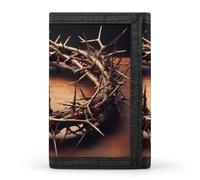 BBNMSJKS Crazy Save Manatee Print Trifold Wallet with ID Window & Key Ring | Slim Front Pocket Wallet with 8 Card Holder, Crown of Thorns, One size, Modern