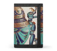 BBNMSJKS Crazy Save Manatee Print Trifold Wallet with ID Window & Key Ring | Slim Front Pocket Wallet with 8 Card Holder, Egyptian Scarab, One size, Modern