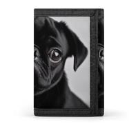 BBNMSJKS Crazy Save Manatee Print Trifold Wallet with ID Window & Key Ring | Slim Front Pocket Wallet with 8 Card Holder, Cute Black Pug Dog, One size, Modern
