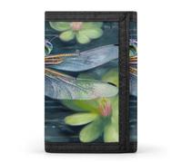 BBNMSJKS Crazy Save Manatee Print Trifold Wallet with ID Window & Key Ring | Slim Front Pocket Wallet with 8 Card Holder, Dragonfly Painting, One size, Modern